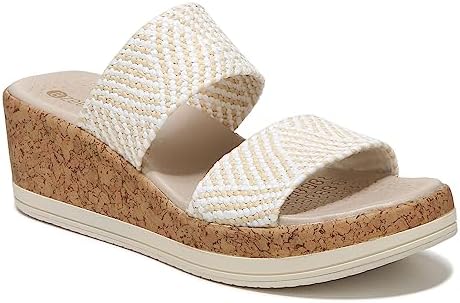 BZees Womens Resort Cork Strappy Wedge Sandal, White, 10 US | Image 3