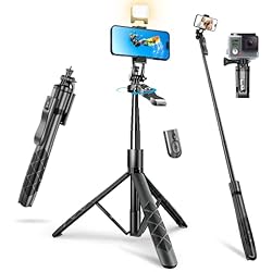 Palo Selfie No Funciona Con Xiaomi Palo Selfie Tripode con Luz de Relleno, Extensible 155cm Aluminio Nalámbrico Control Remote Trípode con Asa quilibrada, Compatible con iPhone/Samsung/Huawei/Xiaomi Telefonos/Camara Pequeña