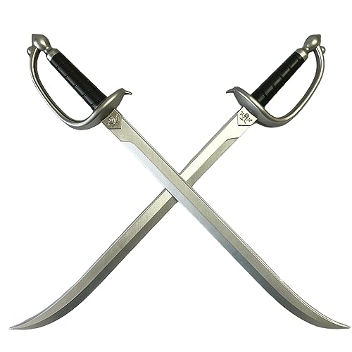 QUEQUAQUI Set of Two 30-Inch Foam Pirate Cutlass Swords - Perfect for Cosplay Role-Playing and Halloween Costume Props. Safe and Durable Training Swords for Teenagers and Adults