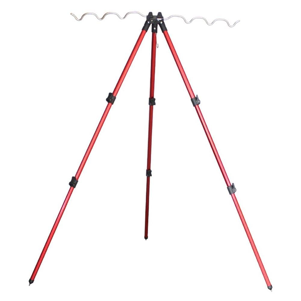 Tripode Pesca Telescópico Altura Ajustable Barras de Pescar Titular Plegable Trípode Soporte Pesca de mar Pesca Soporte Soporte para cañas de Pescar (Color : Red)