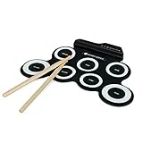 LEARN, RECORD & PLAY ANYWHERE – Wicked Gizmos electronic drum kit lets you practise rhythms, record beats and jam anywhere; includes two wooden drumsticks for instant play. REALISTIC FULL DRUM SETUP – 7 touch-sensitive pads for snare, toms, crash & r...