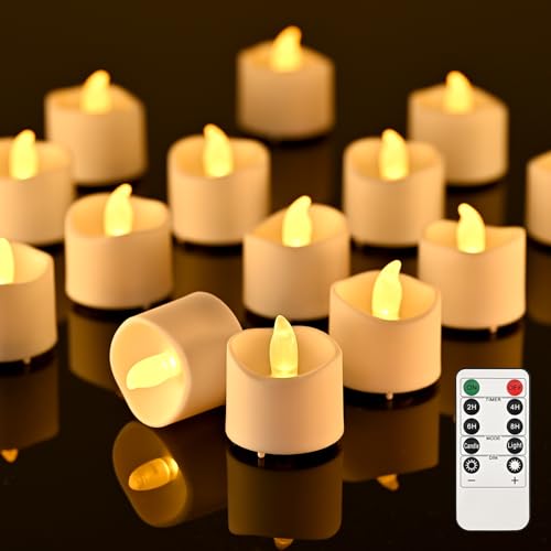 RaceGT Lot de 20 bougies chauffe-plat LED avec minuterie et télécommande, bougies LED sans flamme...