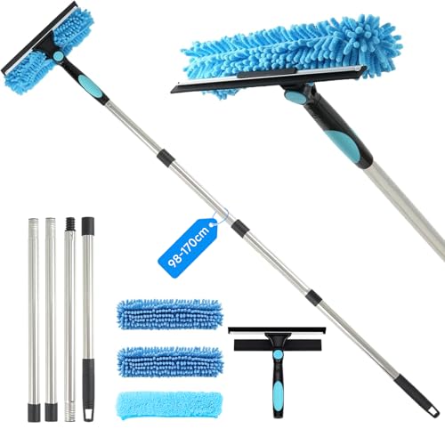 3 in 1 Fensterputzer mit Langem Griff, Abnehmbar Fensterwischer 170 cm,...