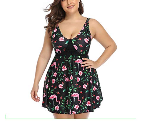 Women Plus Size Two Piece Swimsuits Tankini Bathing Suits Flamingo Swim Dress2