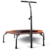 Trampoline Lxn 50-inch Orange, Silent Mini with Adjustable Handrail, Indoor Rebounder for Adults and...
