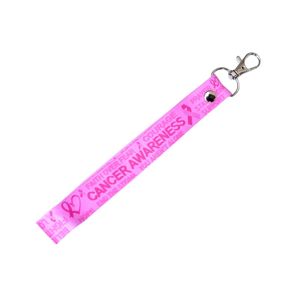 PAPER PLANE LONDON Cancer awareness Lanyard Key tag SET, neck strap, ID holder pink ribbon heart - Image 2