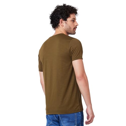 Image of Spykar Men's Slim Fit Round Neck Half Sleeve Solid Casual T-Shirt