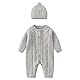 amropi Gestrickte Strampler Baby Mädchen Spieler und Mütze Strickanzug Schneeanzug Overalls Grau,0-6 Monate