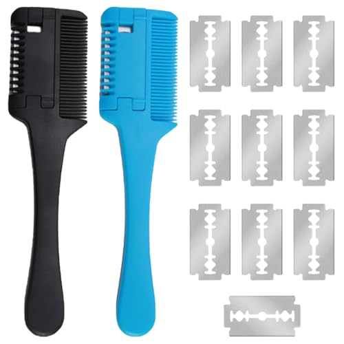 EIHI 2 Piezas Cortapelo con peine, afeitadora de doble cara con 10 cuchillas de recambio para el pelo, adultos y niños, corte de pelo casero