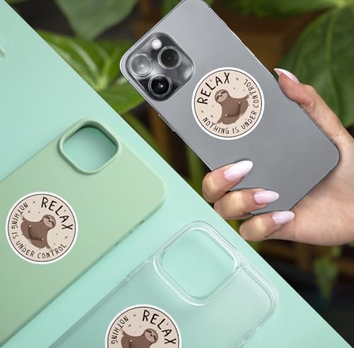 Image of 3 Pcs Relax Nothing is Under Control Sticker Chilling Sloth Yoga Stickers, Funny Sarcastic Adults Decal Inspirational Quote - Vinyl Sticker 3 Inches for Water Bottles Laptop Phone Car Helmet Hard Hat