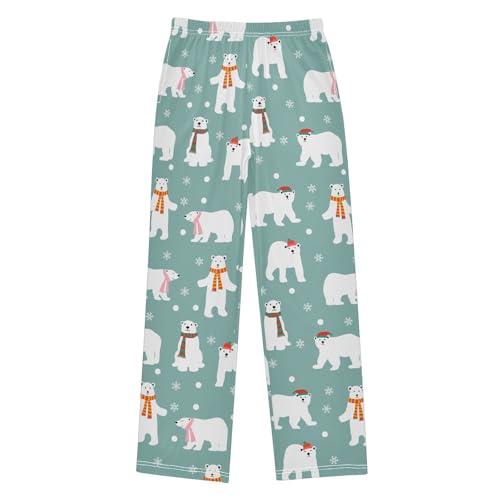 Polar Bear Winter Snow Boys Long Pants Soft Trousers Elastic Waist Kids Lounge Bottoms with Pockets S-XL