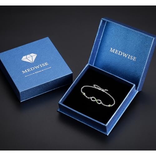 Image of MEDWISE Womens Infinity Anklet Bracelet 925 Sterling Silver Endless Love Symbol Ankle Bracelet Adjustable Plus Size Large Bracelet Gifts for her Mother's Day Gifts