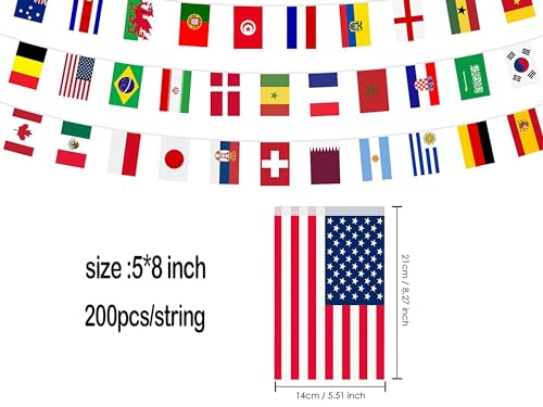 Image of Premium Quality 190Ft 200 Countries String Flag - Vibrant International Bunting Banners Perfect for Party Decorations, Bars, Sports Clubs, School Festivals, Celebrations