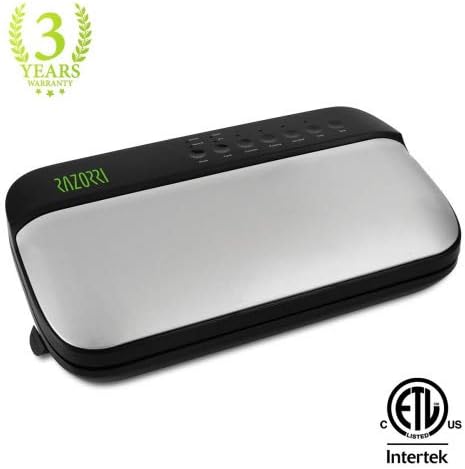 Razorri P8800-MS Stainless Steel Vacuum Sealer, Automatic Food Sealer Machine for Food Saver | Fit for Marinated food, 2 Vacuum Modes + 2 Seal Modes, with Free Starter Bags, Rolls&Hose for Home