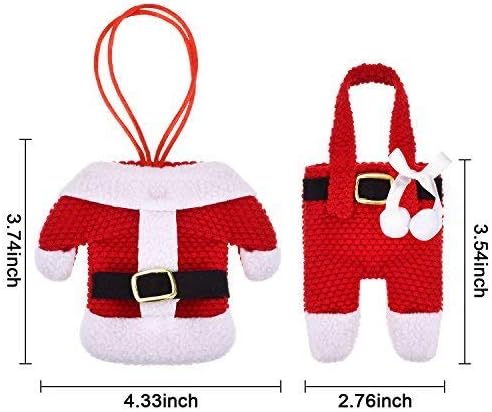 6PCS Santa Suit Christmas Silverware Holder Pockets Red Kitchen Cutlery Bag Santa Suit Dinner Flatware Holders