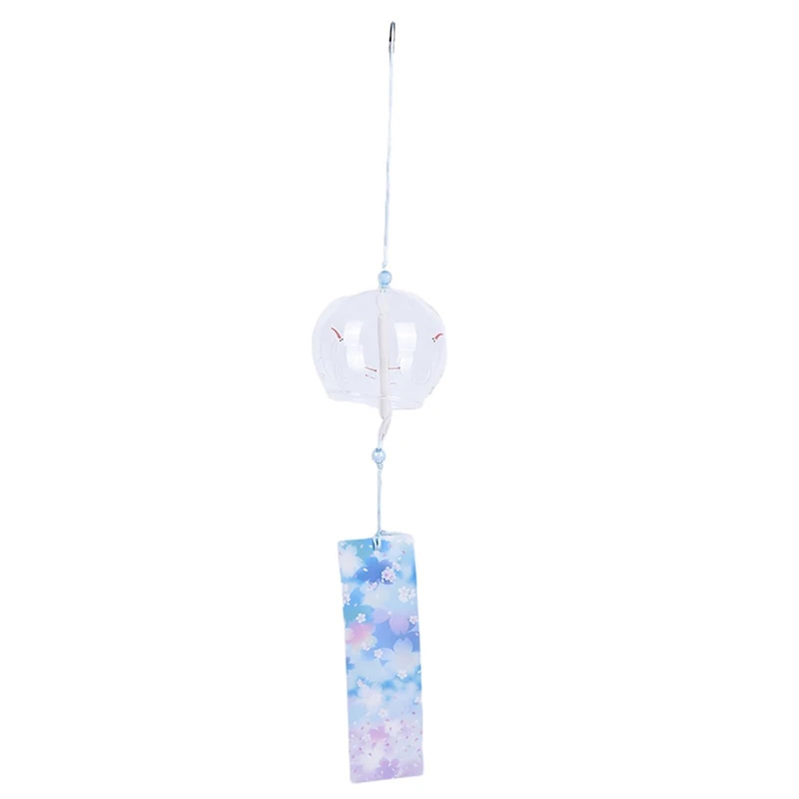 Outdoor Wind Chimes 1PC Glass Wind Sakura Chimes Hanging Craft Bell Home Decor Cherry Blossom Pattern(Color2)