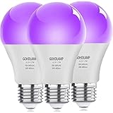 LED Black Light Bulbs A19-12W for Halloween Decor & Glow-in-The-Dark Fun - UVA 395-400nm - 3 Pack-明暗センサーLED電球 E17 常夜灯 60W相当 昼白色 明暗電球 小型 760lm 暗くなると自動点灯・明るくなると自動消灯 玄関/廊下/駐車場 門灯 庭灯