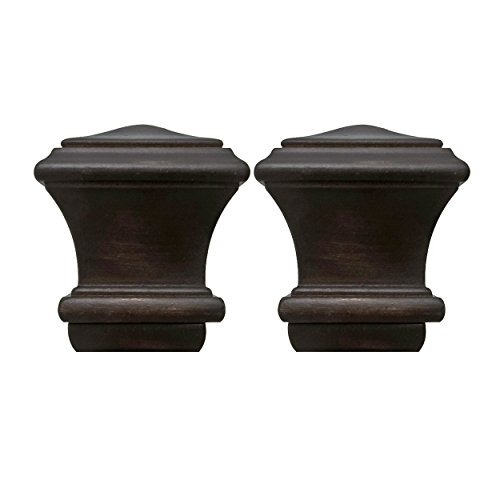 BEME International 1-3/8-Inch Diameter Wood Drapery Rod Square Finials, Mink, Set of 2