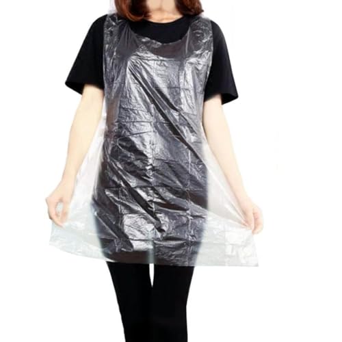 LATRAT Lot de 100 tabliers jetables imperméables et résistant aux taches en plastique pour Adultes Enfants Peinture Cuisson, Clairs 60 * 95