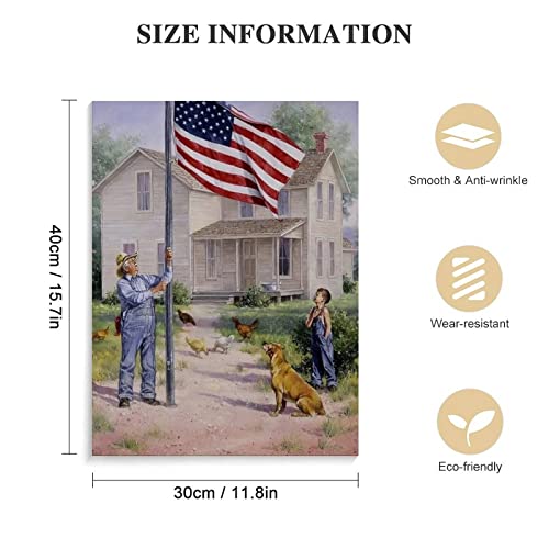American Flag Wall Art Painting Farm Animal Art Posters Patriotic Posters Canvas Painting Posters And Prints Wall Art Pictures For Living Room Bedroom Decor 24X32Inch(60X80Cm) Frame-Style #TOP1