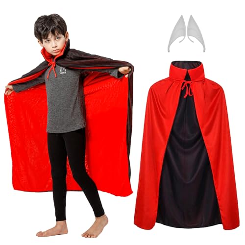 Woparty Capa de vampiro para niños con cuello, disfraz de vampiro de Halloween, cosplay, disfraz A