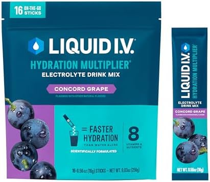 Liquid I.V.® Hydration Multiplier - Concord Grape | Electrolyte Powder Drink Mix | 1 Pack (16 Servings)