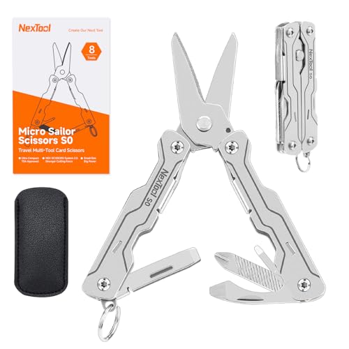 NexTool Micro Sailor Scissors S0, Mini Keychain Multitool with Serrated Scissors, 8-in-1 Lightweight...