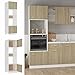Gecheer Armario de microondas Muebles de Cocina Aparador Armario de Pared Armario Multiusos para Colgar Armario Stilo Alto Armario de almacenaje aglomerado Roble Sonoma 60x57x207 cm