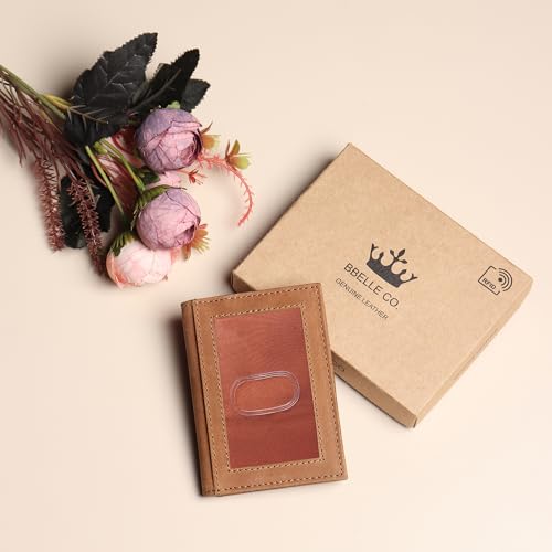 Image of Genuine Leather Bifold RFID Blocking Slim Stylish Credit Debit ATM Card Holder Wallet for Men Women (Tan Brown)