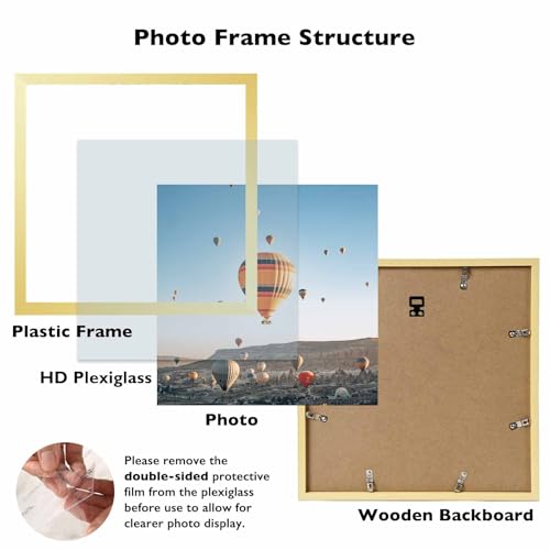 Image of JCJMY 10x10 Picture Frame Gold for Wall Hanging, Wall Mounting Horizontally or Vertically, 10 x 10 Square Wall Gallery Poster Photo Frame with Durable Shatter Resistant Plexiglass, Gold