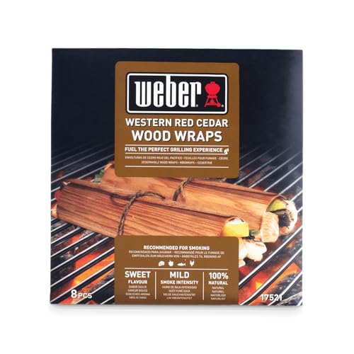 Weber Enveloppes en Bois de Cèdre (Paquet de 8) - Fines enveloppes de Bois de cèdre, pour emballer Les Aliments à Griller, arômes de fumée subtils, 100% de Bois Naturel (17521)