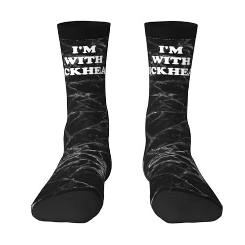 Haebfsl I'M With Dickhead Women'S Cushion Crew Sock Soft Casual Mid-Calf Socks