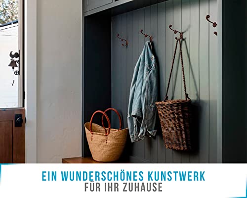 Decorative Rustic Wall Hooks – Shabby Chic Set Of 4 Wall Mounted Hooks For Coats, Bags, Towels And More – Vintage Hooks For Farmhouse Décor - Sturdy, Cast Iron Hooks In Rustic Brown Color #TOP4