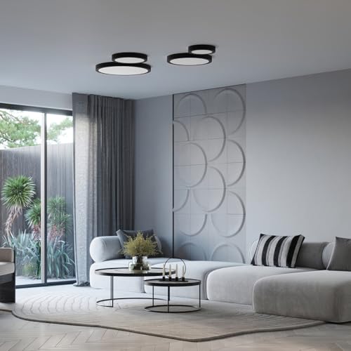 Plafonnier LED 3000K Sollux Onyx noir 40cm à éclairage diffus homogène