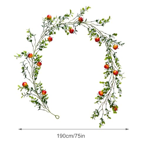 Artificial Fruit Vines 6Ft Hanging Spring Summer Apples Garland Fake Greenery Vines for Home Garden Wall Fence Stairway Outdoor