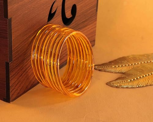 Image of ZULKA Designer Plain Glossy Glass Kada Set For Women & Girls With Diamond Cut Design | Fancy Designer Glass Bangles | Traditional Chudi | Kanch Ki Churi | Stylish Glass Kada For Wedding - Set Of 8