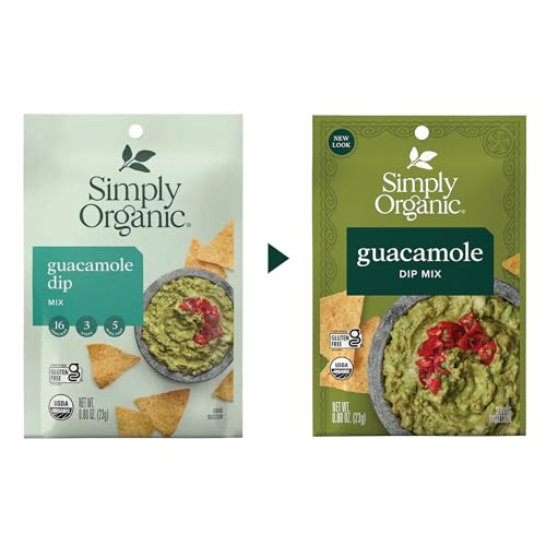 Image of Simply Organic Guacamole Sauce Mix, 4 Ounce Pouch, Just Add Avocados for Zesty, Robust and Creamy Guacamole (Pack of 6)