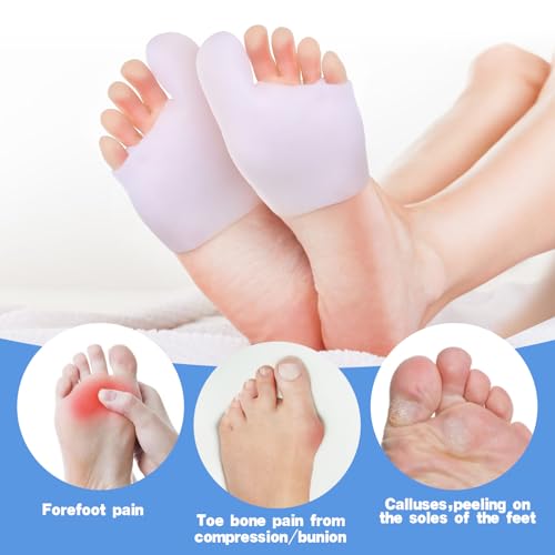 Image of Gel Big Toe Cap & Metatarsal Sleeves, 2 Pack Silicone Big Toe Protector Reusable Bunion Corrector for Women and Men to Help Relieve Bunion Pain, Prevent Corns, Calluses, Blisters, Ingrown Toenails