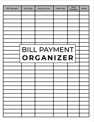 Bill Payment Organizer: Simple Home Budget Spreadsheet, Budget Monthly Planner, Planning Budgeting Record, Expense Finance, Size 8.5 x 11 Inch, 100 pages