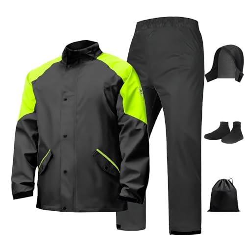 Trailabo Capa de Chuva para Motociclistas, Capa de Chuva Impermeável e Refletiva com Capuz e Protetores para Sapatos, Adequada para Ciclismo, Pesca e Outras Atividades ao Ar Livre. (XG)