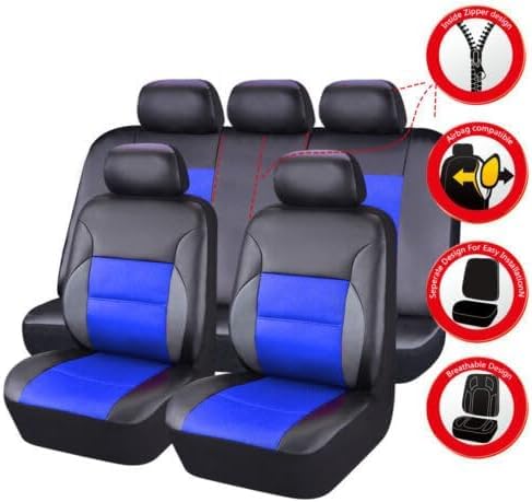 Ensembles de Housses Siège Voiture pour A-Barth Punto/Punto Evo/Punto Supersport 2011-2014,Respirant Anti-dérapant ImperméAble Cuir Couvre Siege,Protege Siege Voiture Housses,A/Black