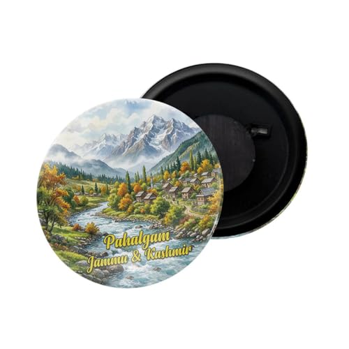 Image of dhcrafts Fridge Magnet Multicolor Jammu & Kashmir Pahalgam Jammu & Kashmir Glossy Finish Design Pack of 1 (58mm)
