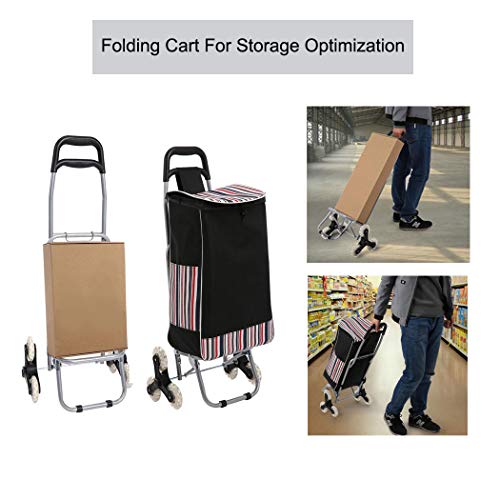 Folding Shopping Cart, Stair Climber Cart with Wheels, Foldable Compact Grocery Pull-Cart, Utility Cart Hand Truck, Waterproof Lightweight for Easy Storage