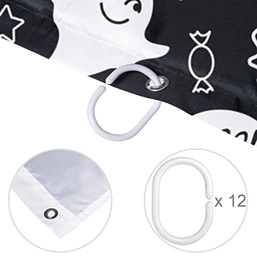 Rideau de douche Happy Halloween Boo avec crochets pour salle de bain enfant