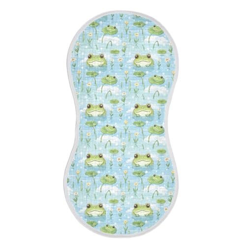 4Pcs Cute Frog Burp Cloth,Unisex Large Absorbent Soft Cotton Muslin Burping Cloths for Newborn Boys Girls,11x22in,A1132463
