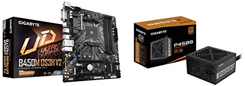 Image of Gigabyte AMD B450M DS3H V2 Ultra Durable Motherboard with Digital VRM Solution PCIe Gen3 X4 M.2, Anti-Sulfur Resistor, RGB LED Strip Header with GP-P450B 80 Plus Bronze Power Supply
