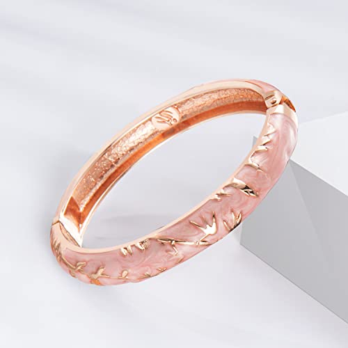 UJOY Cloisonne Bracelet Butterfly Gold Hinge Indian Cuff Bangle Enameled Jewelry Flower Bracelets for Women Gift Box 55A1144