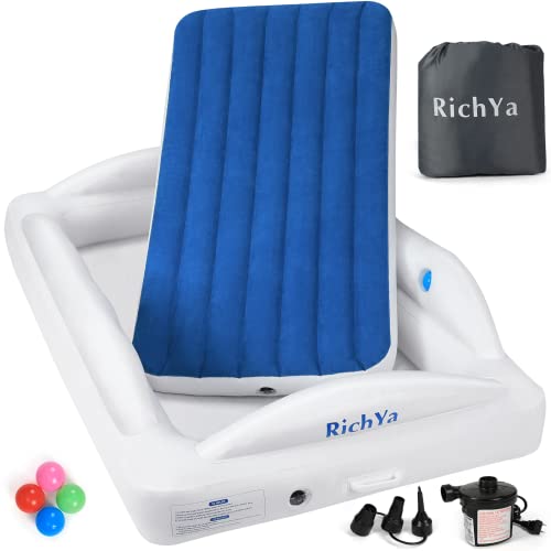 RichYa Inflatable Toddler Travel Bed with 4 Safety Bumpers, Portable