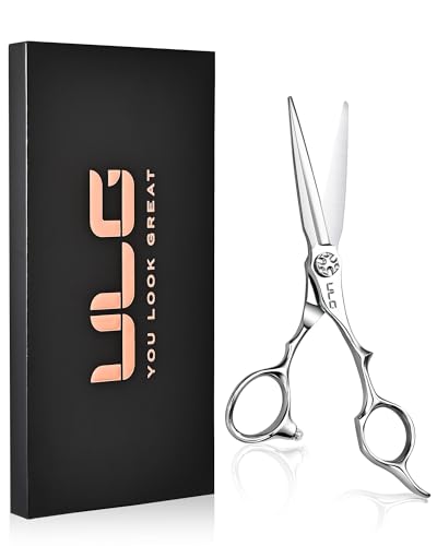 ULG Professional Hair Cutting Scissors 6.7”, Japanese 440C Stainless Steel, Barber Shears with Adjustable Tension Screw, Ergonomic Offset Handle, Razor Sharp Blades for Salon & Home Use