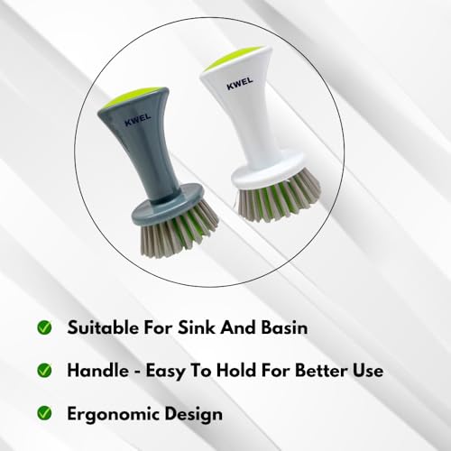 Image of KWEL Wash Basin Cleaning Plastic Brush with Medium Scrubber, Handy Brush for Multipurpose Dirt Cleaning (Pack of 2)